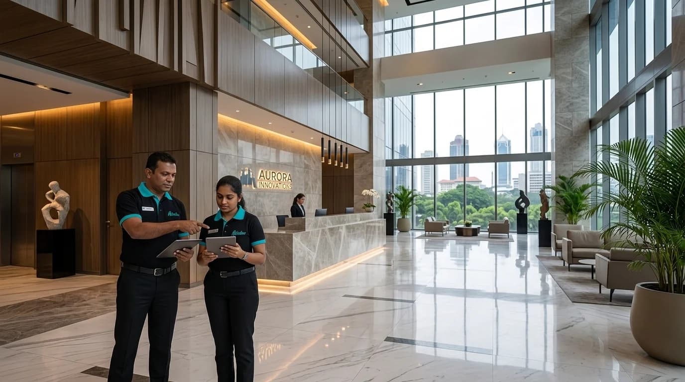 Mr Meticulous Operations Leadership and Facility Team in Corporate Atrium